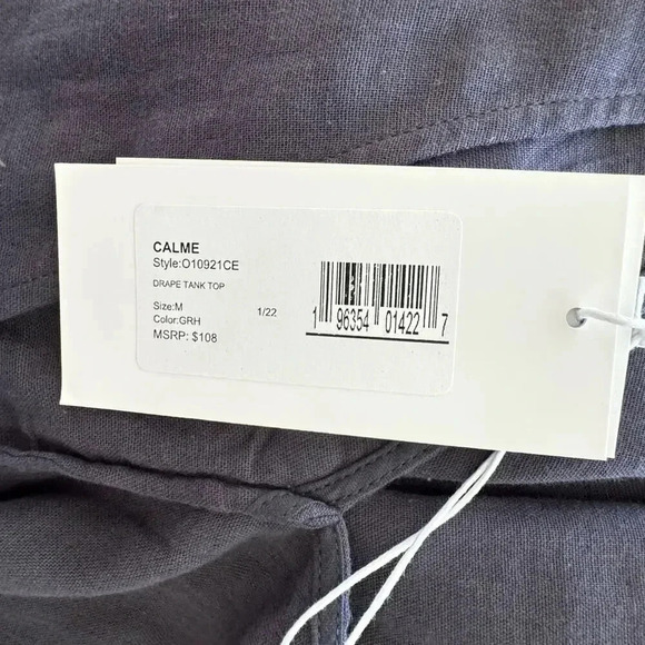 NWT Johnny Was Calme Double Gauze V Neck Drape Tank Top Graphite Gray SZ M - Picture 6 of 11